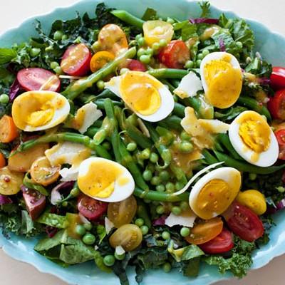 Salade met mosterddressing